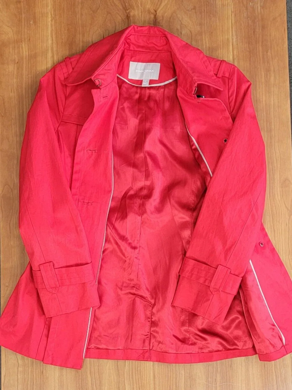 Banana Republic Red Spring Belted Cotton Rain Coat Jacket - SP